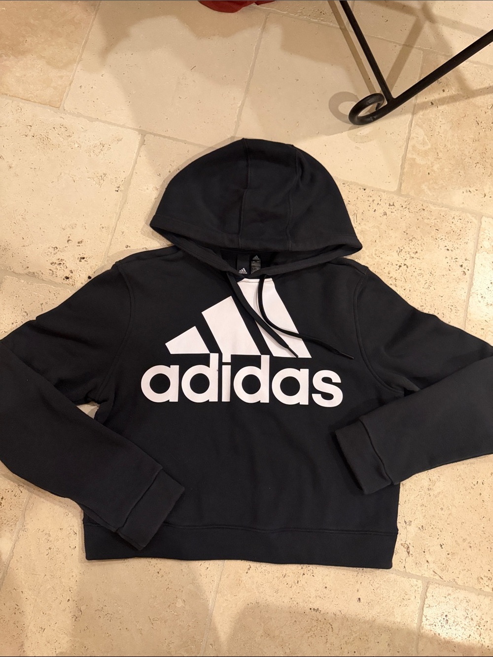 adidas Black Hoodie with White Logo Print